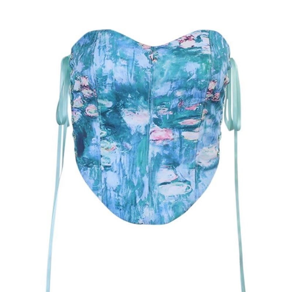 Blue Abstract Corset Top